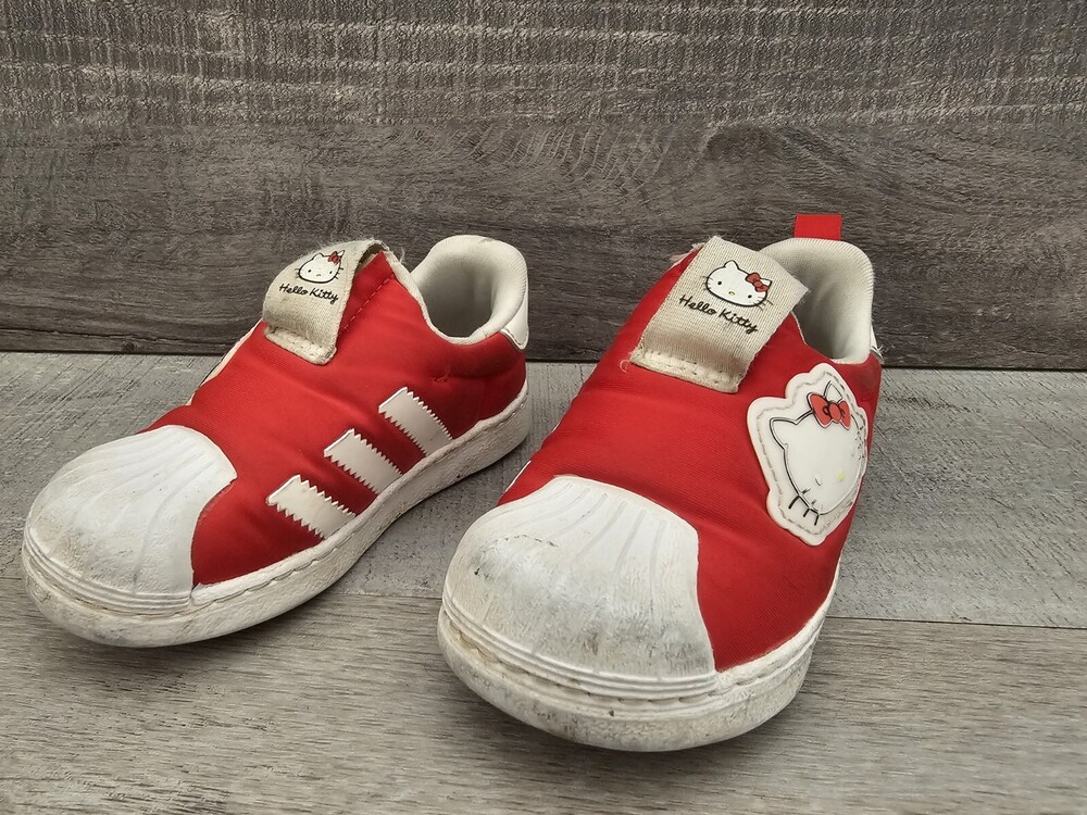 Adidas Toddler Girls Hello Kitty Slip On Sneakers Shoes Size 6.5 Red